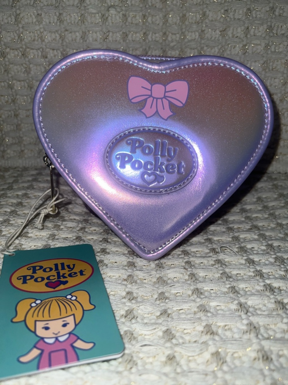 NWT Loungefly Polly Pocket Glittery Heart-Shaped Zip Wallet - Picture 5 of 7